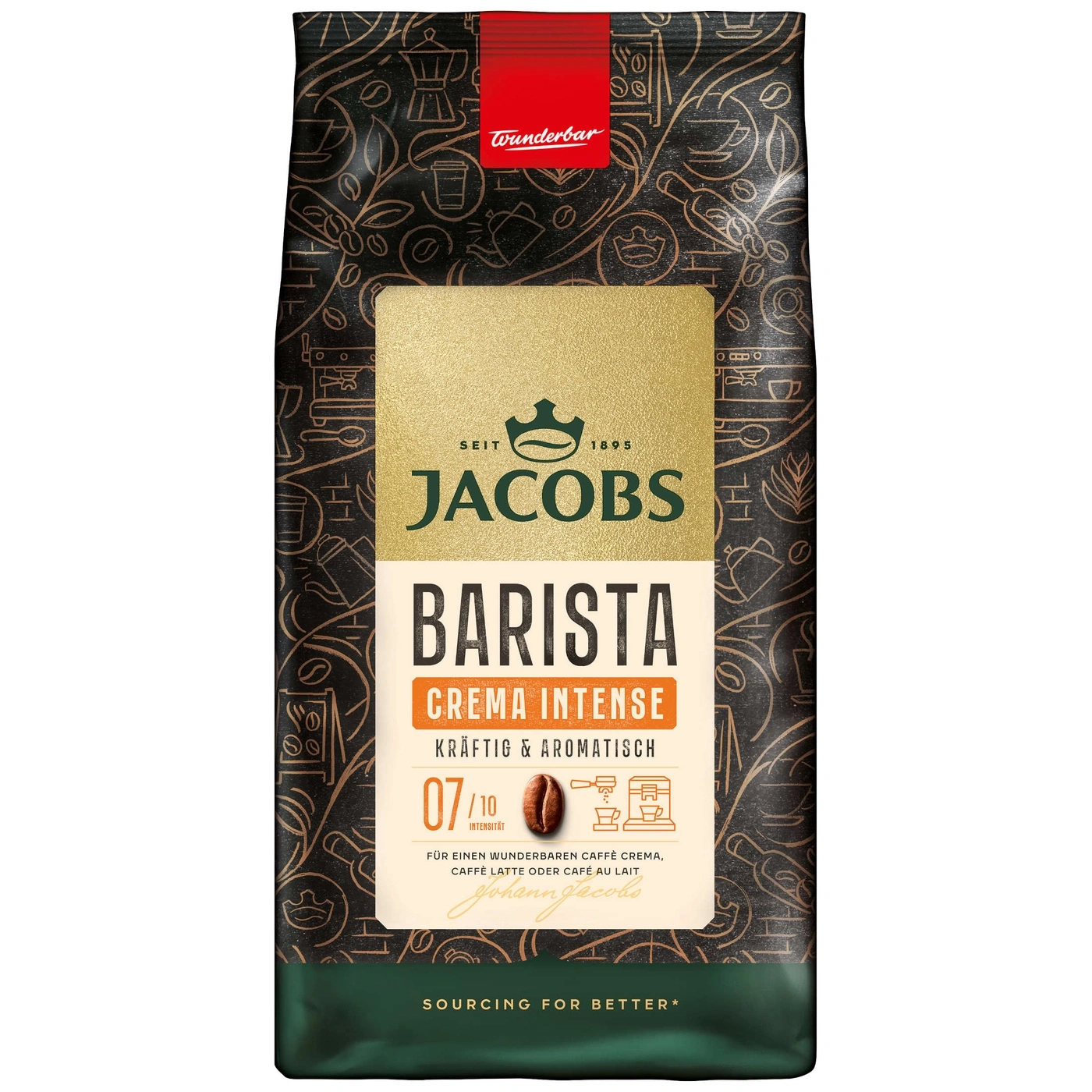 JACOBS Kaffeebohnen Barista Editions Crema Intense 4 x 1 kg ganze Kaffee Bohnen