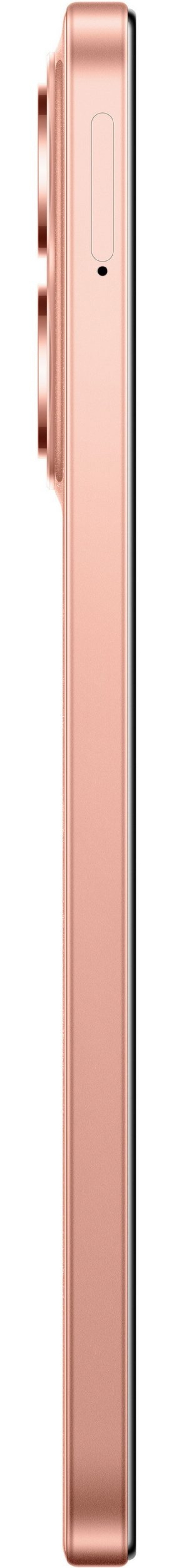 Eine Nahaufnahme einer roségoldenen Handy-Seite mit einem Knopf.