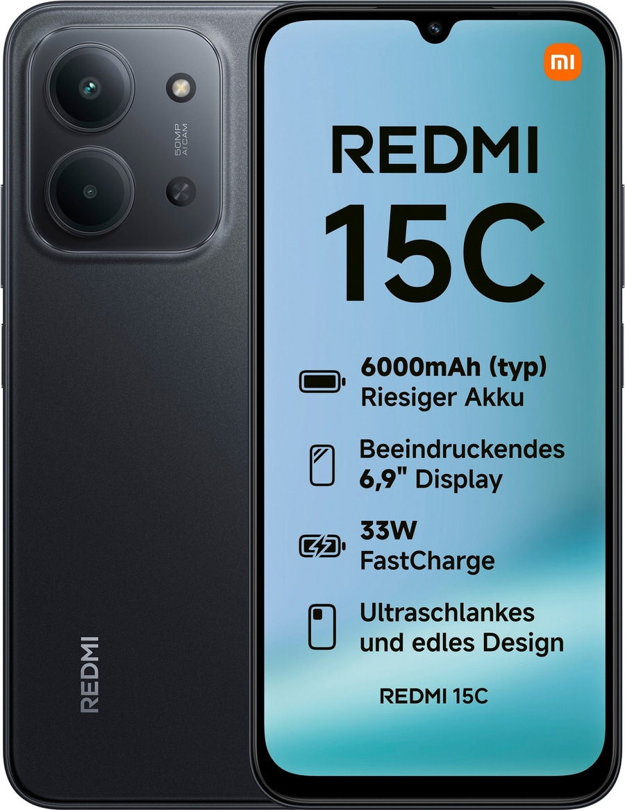 XIAOMI Redmi 15C 6,9Zoll 4G Smartphone 128GB Dual-SIM Midnight Black B-WARE