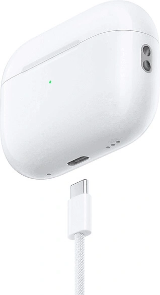 Weißes Ladecase mit Ladekabel, Nahaufnahme, Technologie