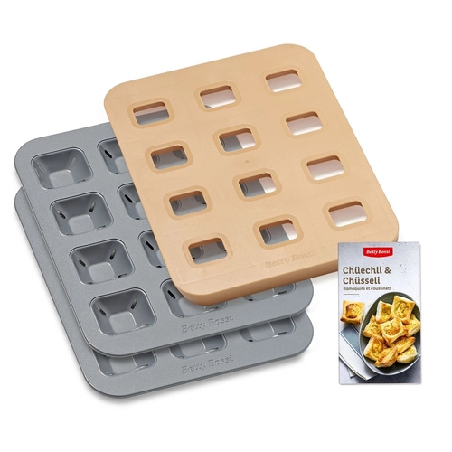 BETTY BOSSI Backblech Pikante Käsekuchen (Chäs-Chüechli) Stahlblech Beige NEU