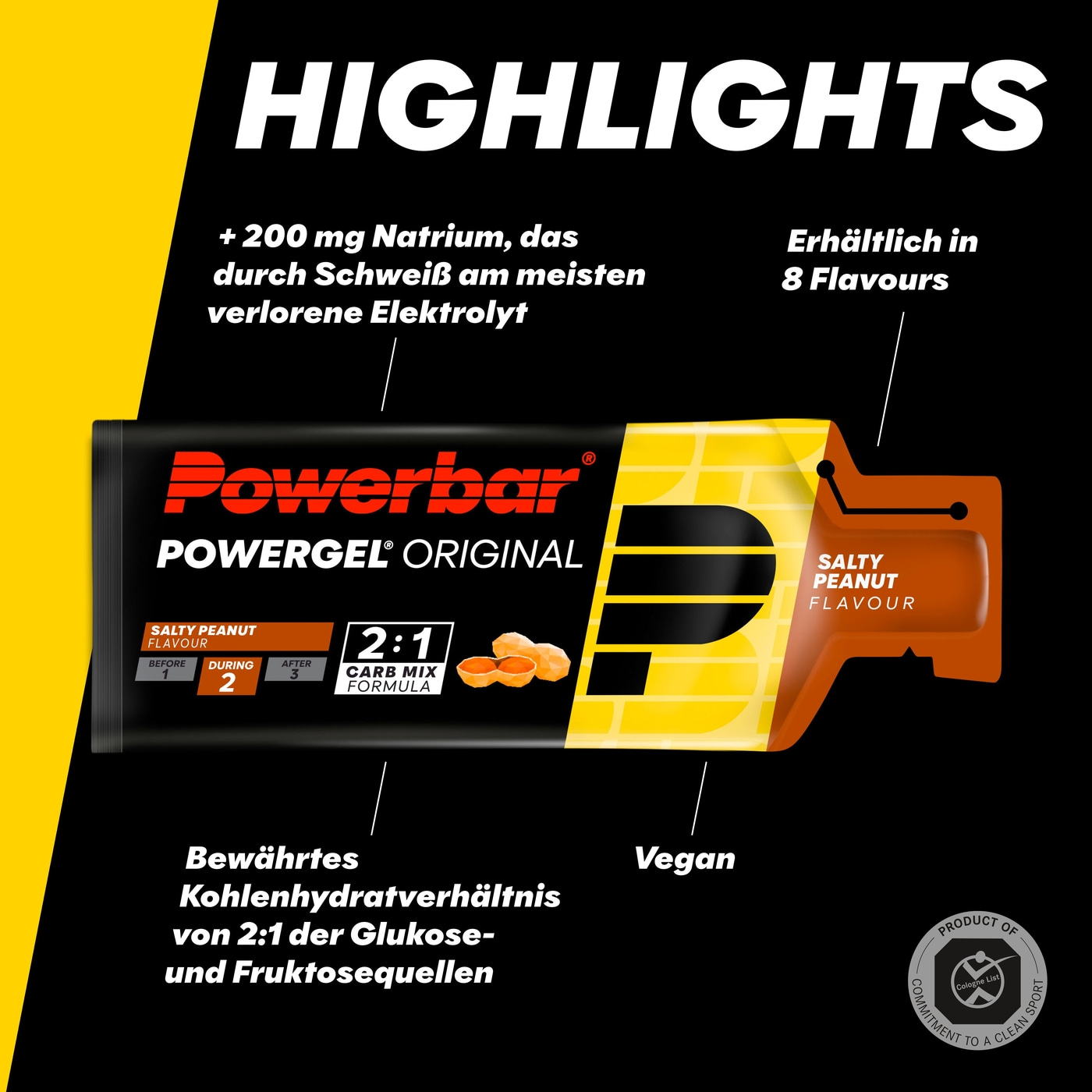 POWERBAR PowerGel Fruit Salty Peanut High Carb Energie Gel Natrium 24 x 41 g