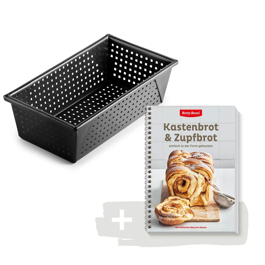 BETTY BOSSI Brotbackform Kastenbrot Knusper 23cm + Buch Kastenbrot & Zupfbrot