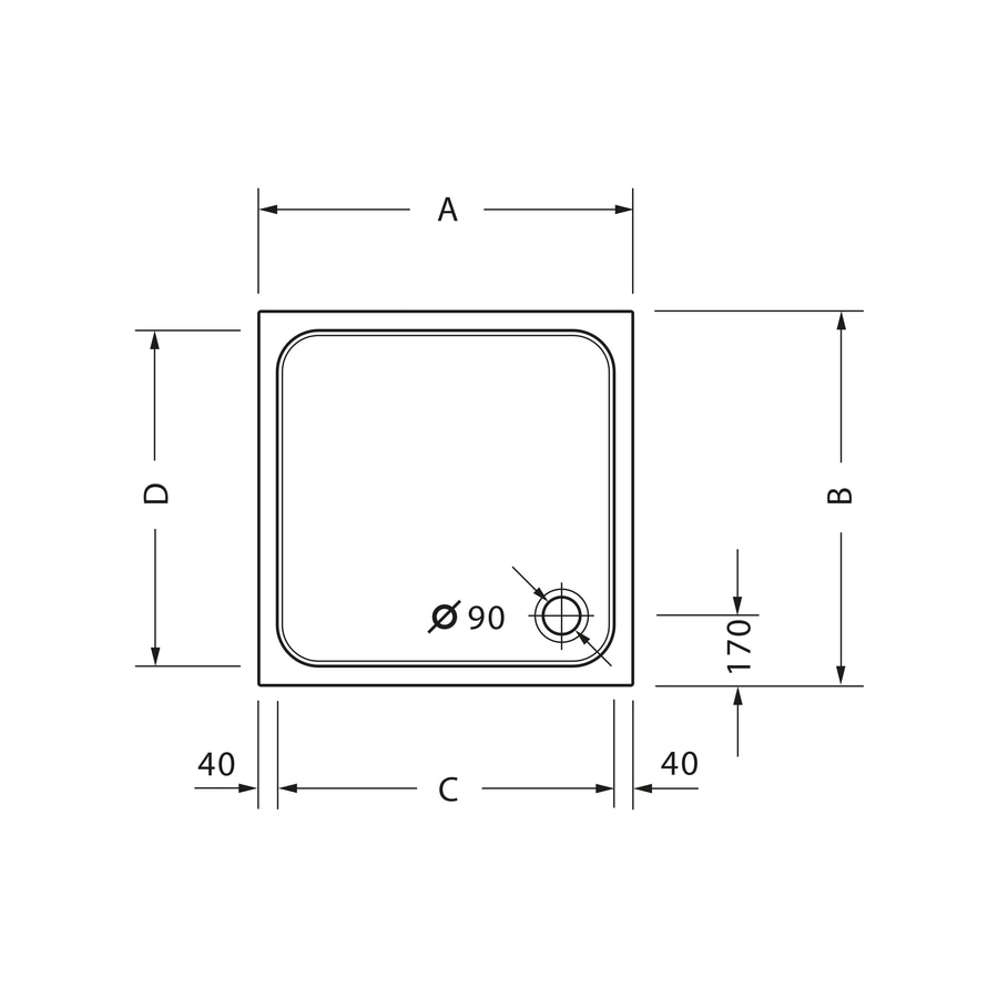 DURAVIT Duschwanne D-Code 800x800mm Weiß Quadrat Ablaufdurchmesser 90mm