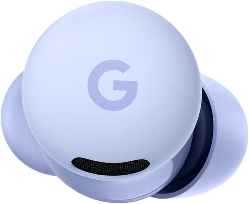 Google Pixel Buds Pro in Himmelblau mit Google-Logo und schwarzem Lautsprechergrill.