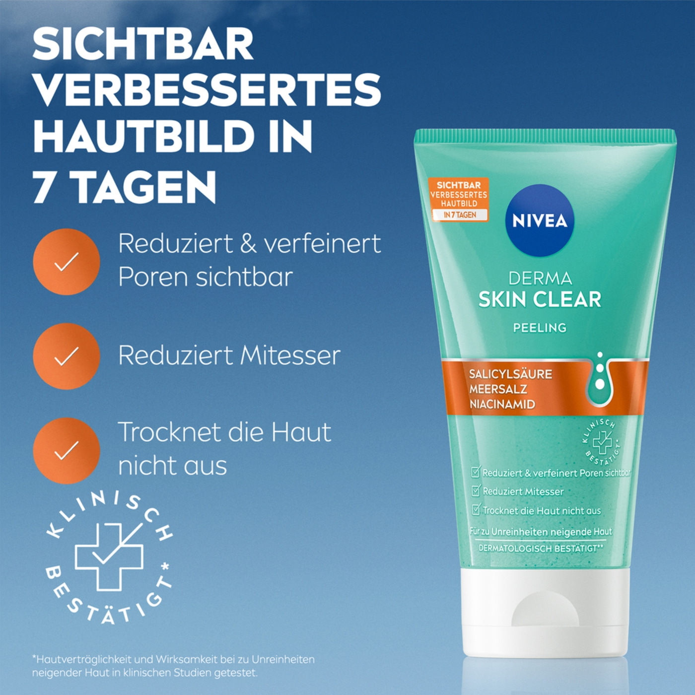 Nivea Derma Skin Clear Peeling, reduziert Poren, Mitesser, trocknet nicht aus