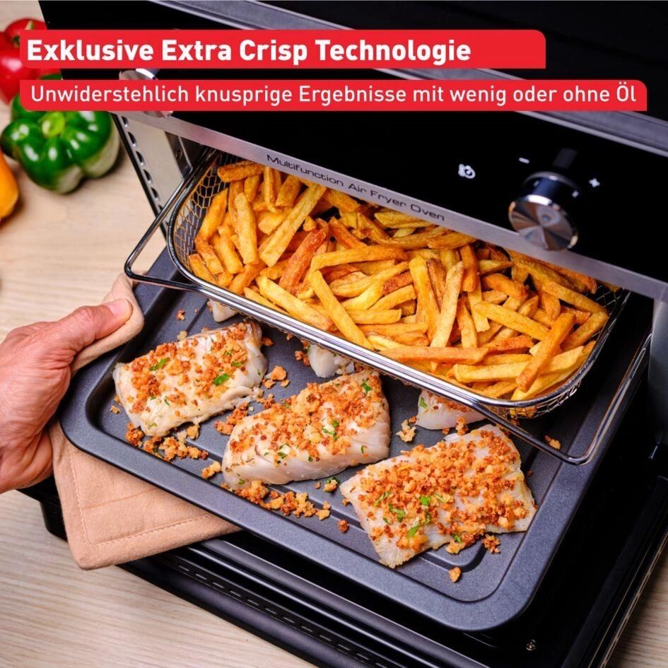 Exklusive Extra Crisp Technologie, knusprige Ergebnisse mit wenig oder ohne Öl.