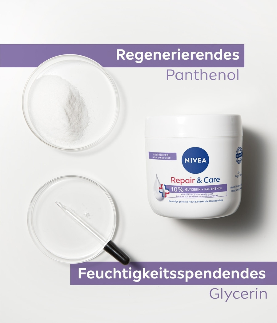 NIVEA Repair & Care Pflegecreme parfümfreie Body Lotion Panthenol 2 x 400 ml