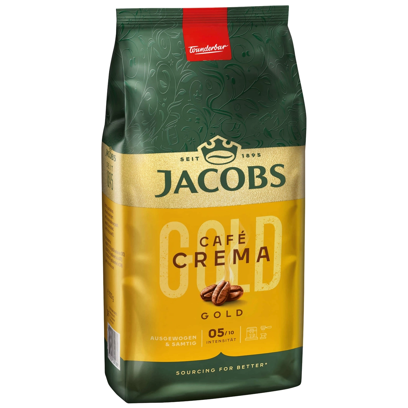 Kaffeepackung von Jacobs Gold Café Crema, 05/10 Intensität, Wunderbar