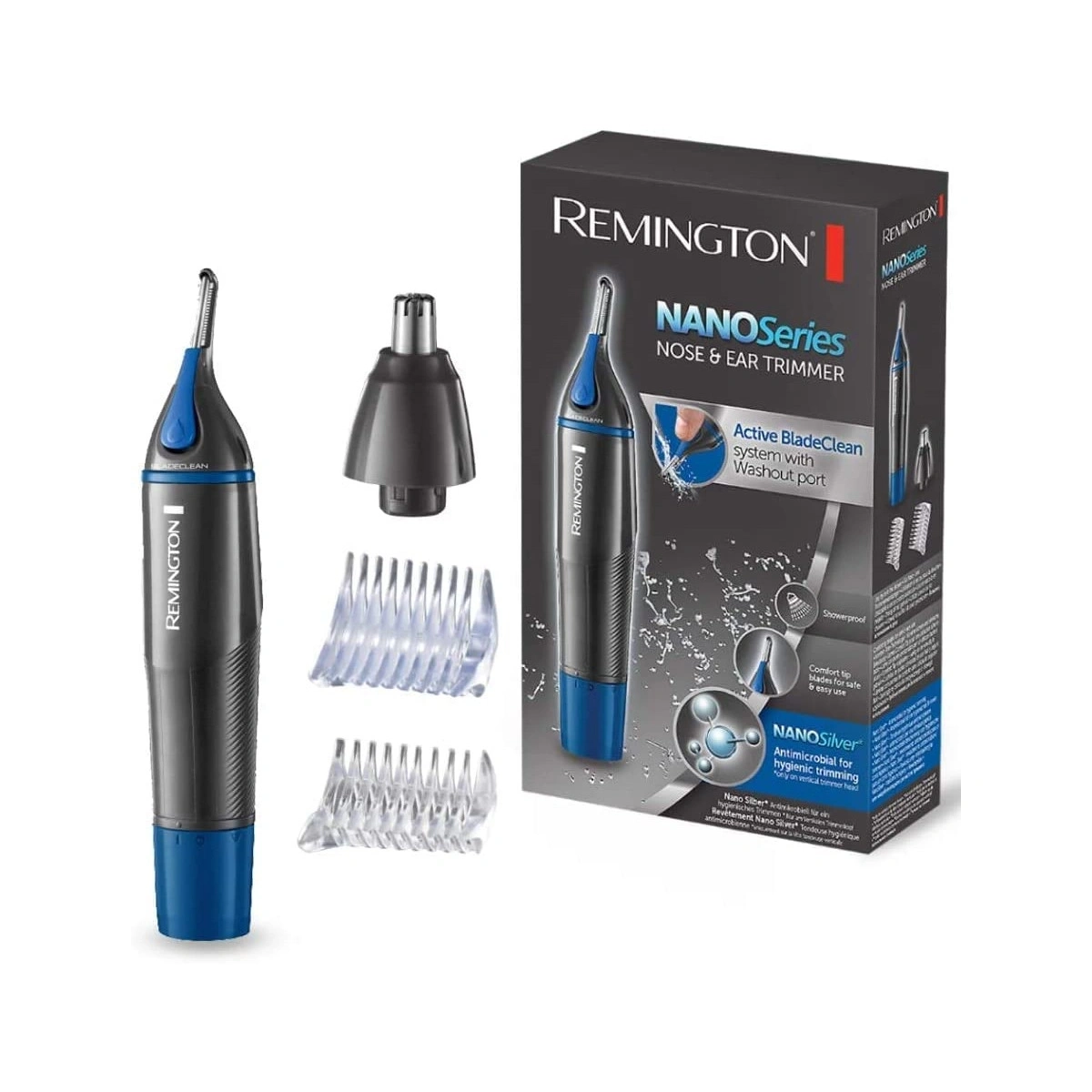 Remington Nanoserie Nasen- und Ohrentrimmer mit Active BladeClean System und Washout Port