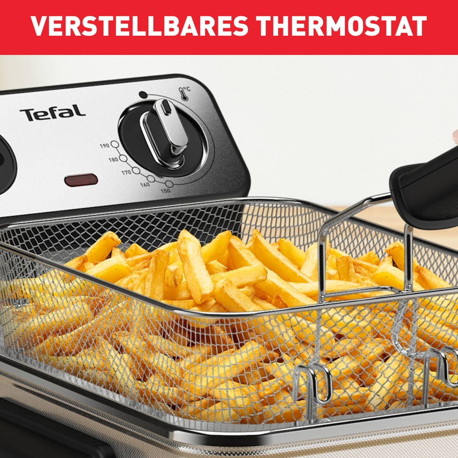 TEFAL Fritteuse Filtra Pro FR5111 3 Liter Öl Edelstahl für 800 g Pommes silber