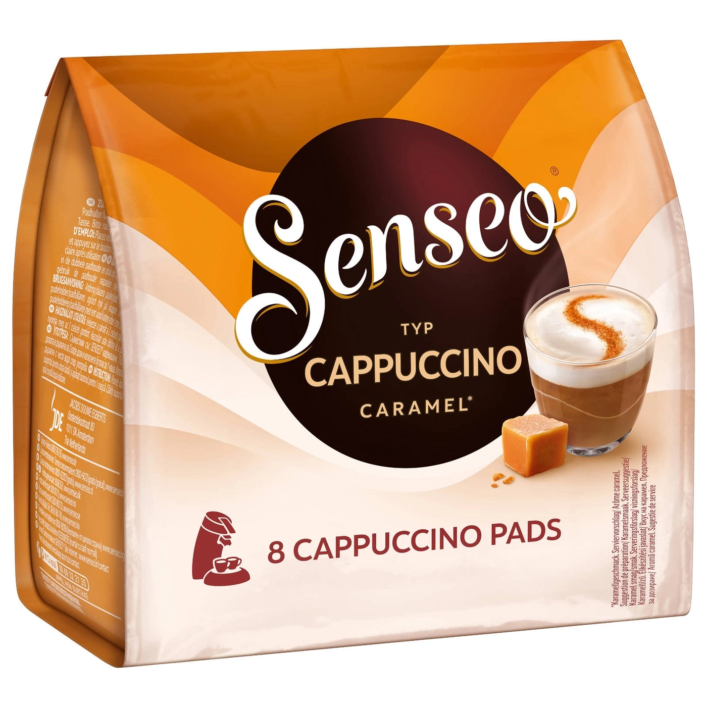 Senseo Cappuccino Caramel Pads, 8 Stück, Kaffee, Karamellgeschmack, Getränk