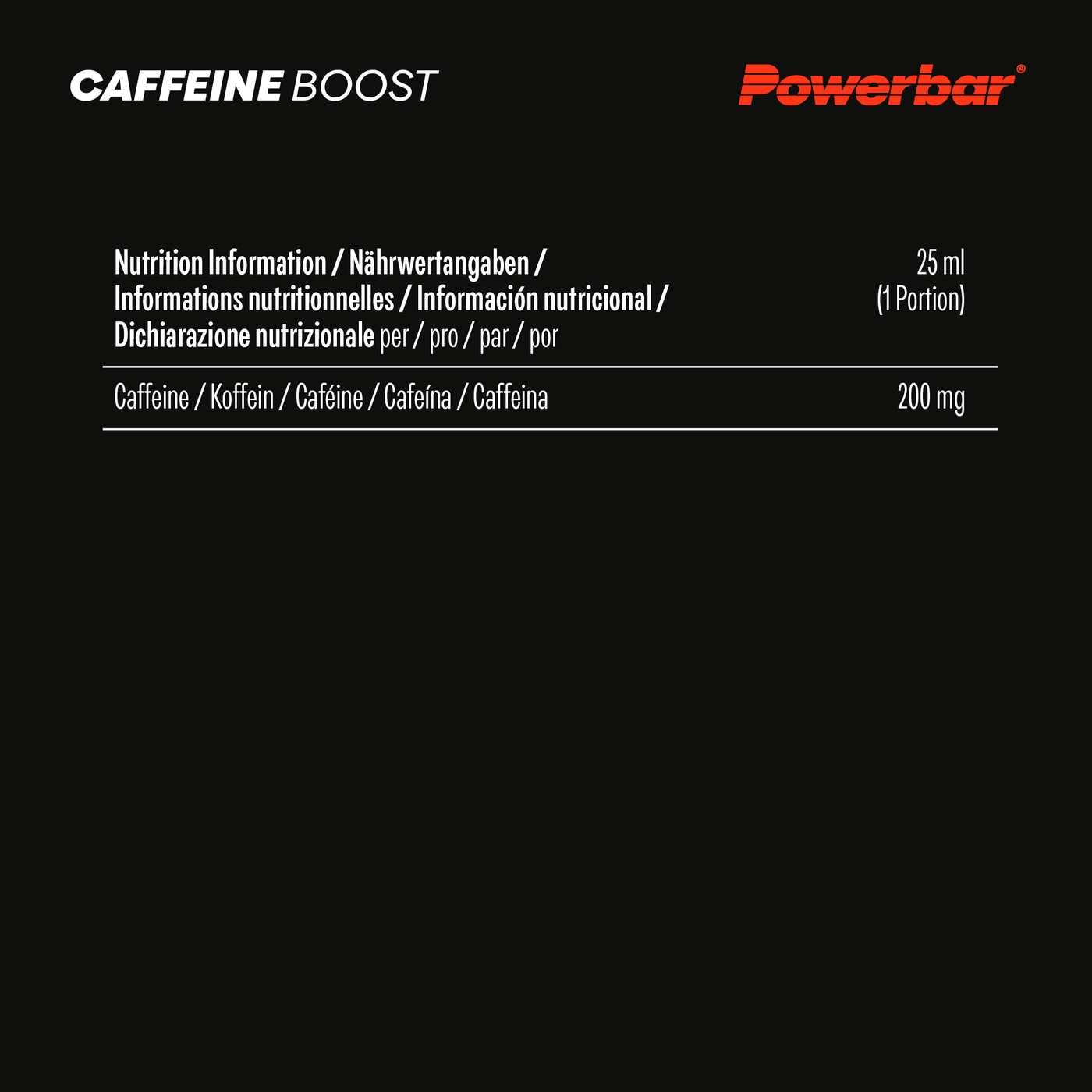 POWERBAR Caffeine Boost Koffeinbooster Black Line 200 mg Koffeein 20 x 25 ml