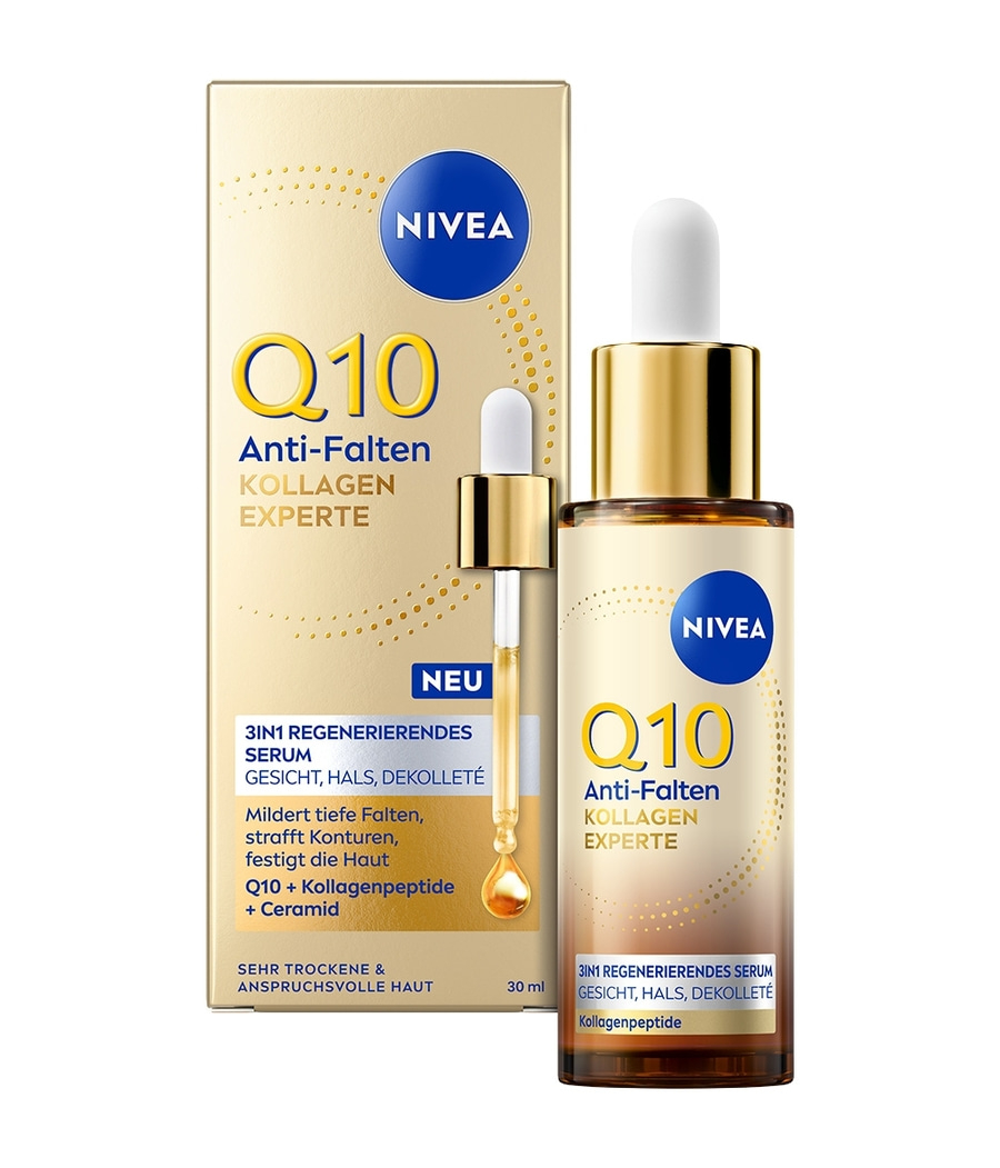 Nivea Q10 Anti-Falten Kollagen Experten Serum für Gesicht, Hals, Dekolleté mit Q10 und Ceramiden