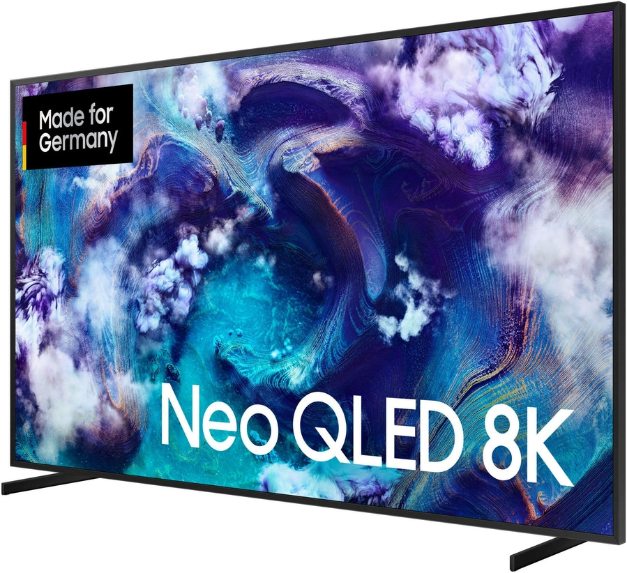 Ein Samsung Neo QLED 8K Fernseher mit "Made for Germany" Logo.