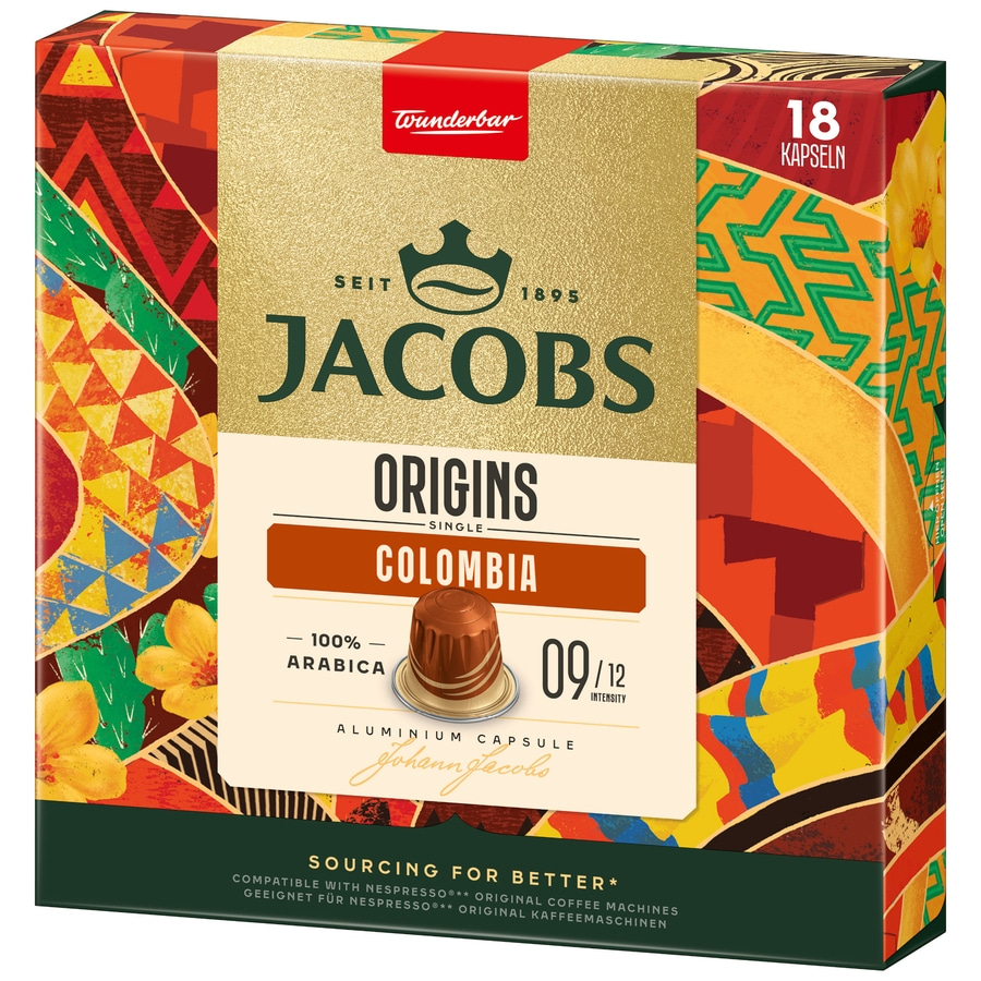 JACOBS Kapseln Origins 9 Colombia Nespresso®* kompatible Kaffeekapseln 10 x 18