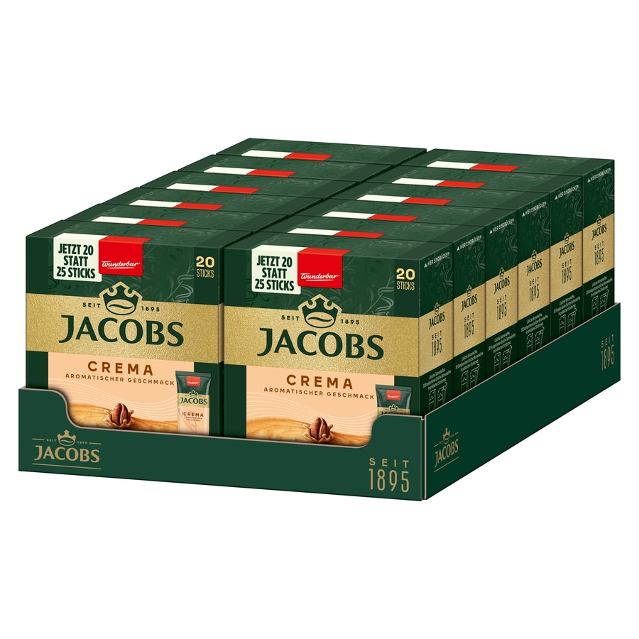 JACOBS Löskaffee Typ Cafe Crema 12 x 20 Getränke Sticks löslicher Instantkaffee