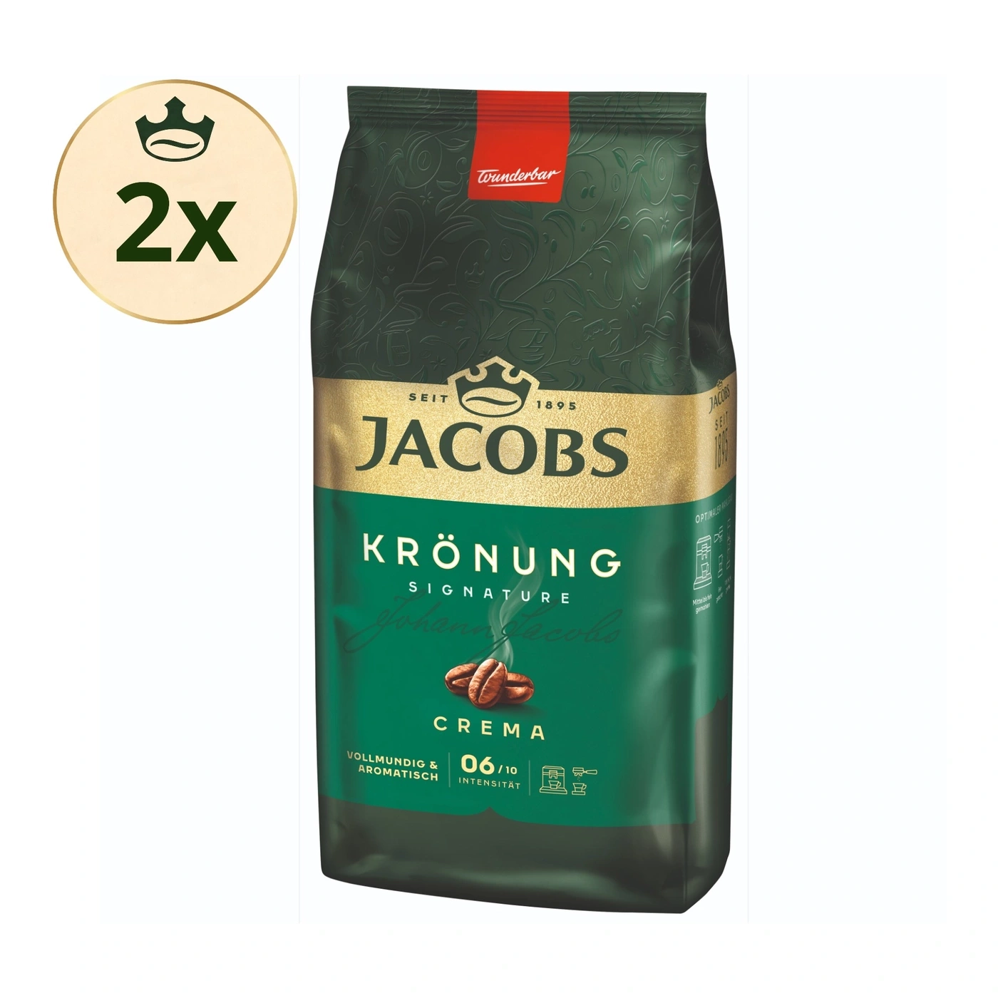 Kaffeepackung Jacobs Krönung Signature Crema, vollmunidg und aromatisch.