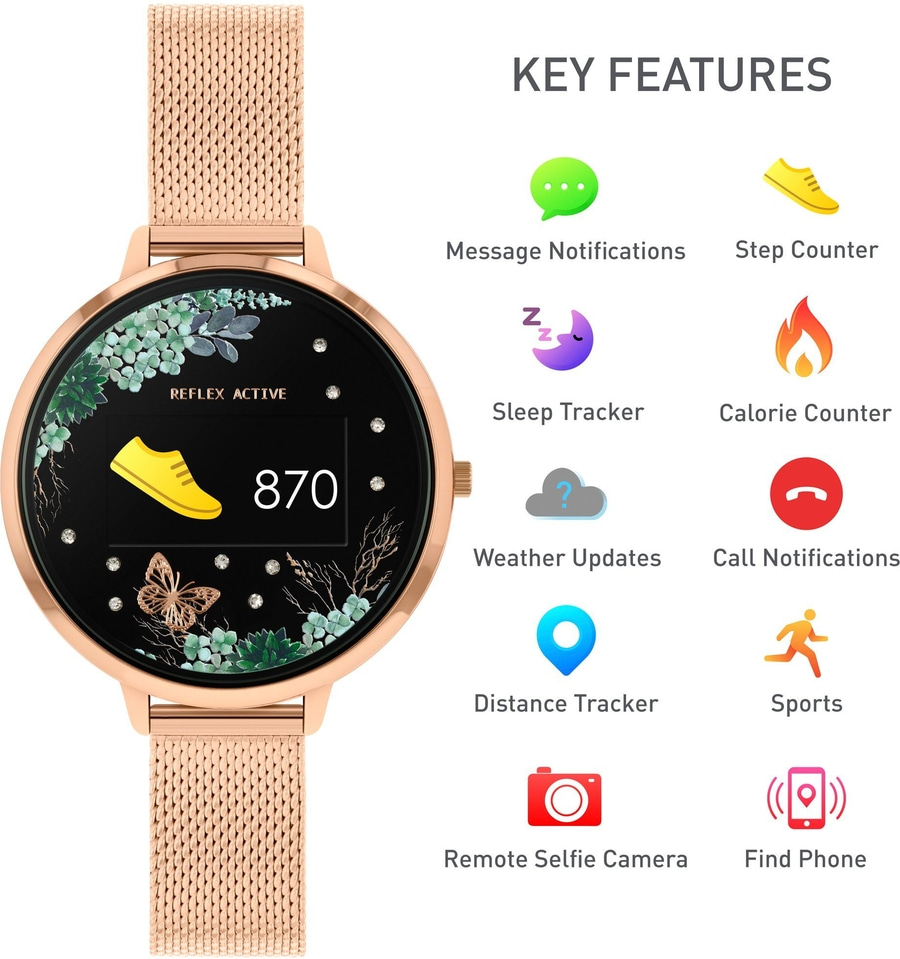 REFLEX ACTIVE Serie 3 RA03-4034 38 mm Smartwatch Edelstahl Bluetooth rosé