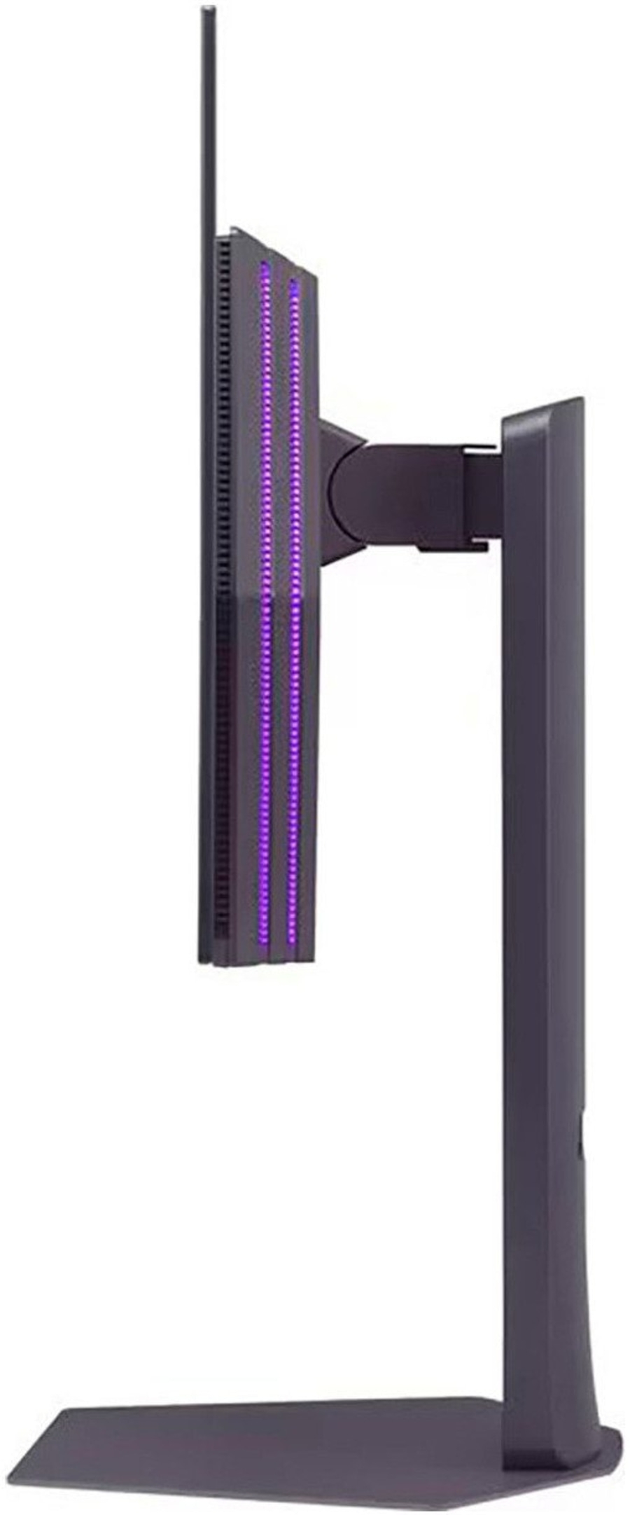 Monitor mit lila Lichtleiste, Ständer, Seitenansicht, Technologie, Bildschirm, Computer