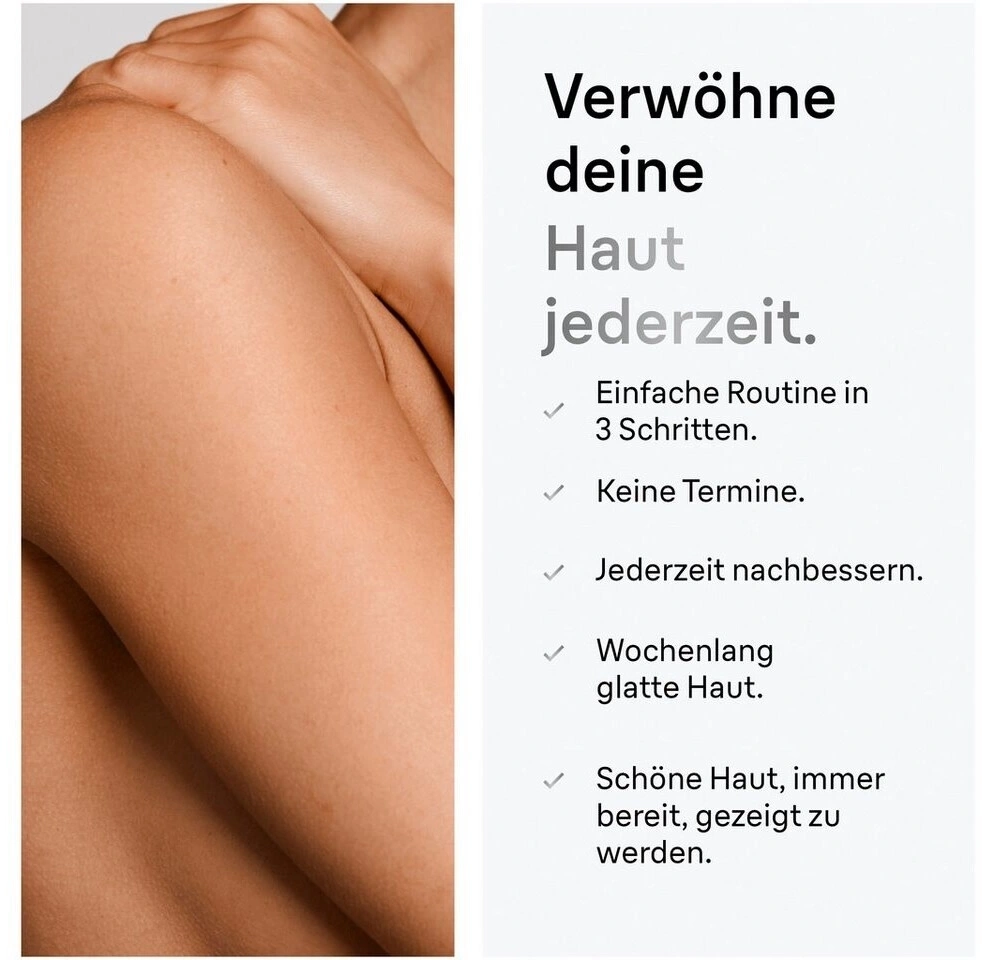 Ein Bild von einer Schulter mit Text, der Hautpflege hervorhebt.