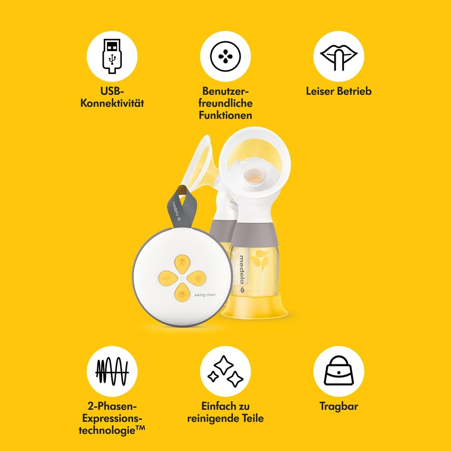 Medela Swing Maxi Elektrische Doppelmilchpumpe +PersonalFit Flex Brusthauben