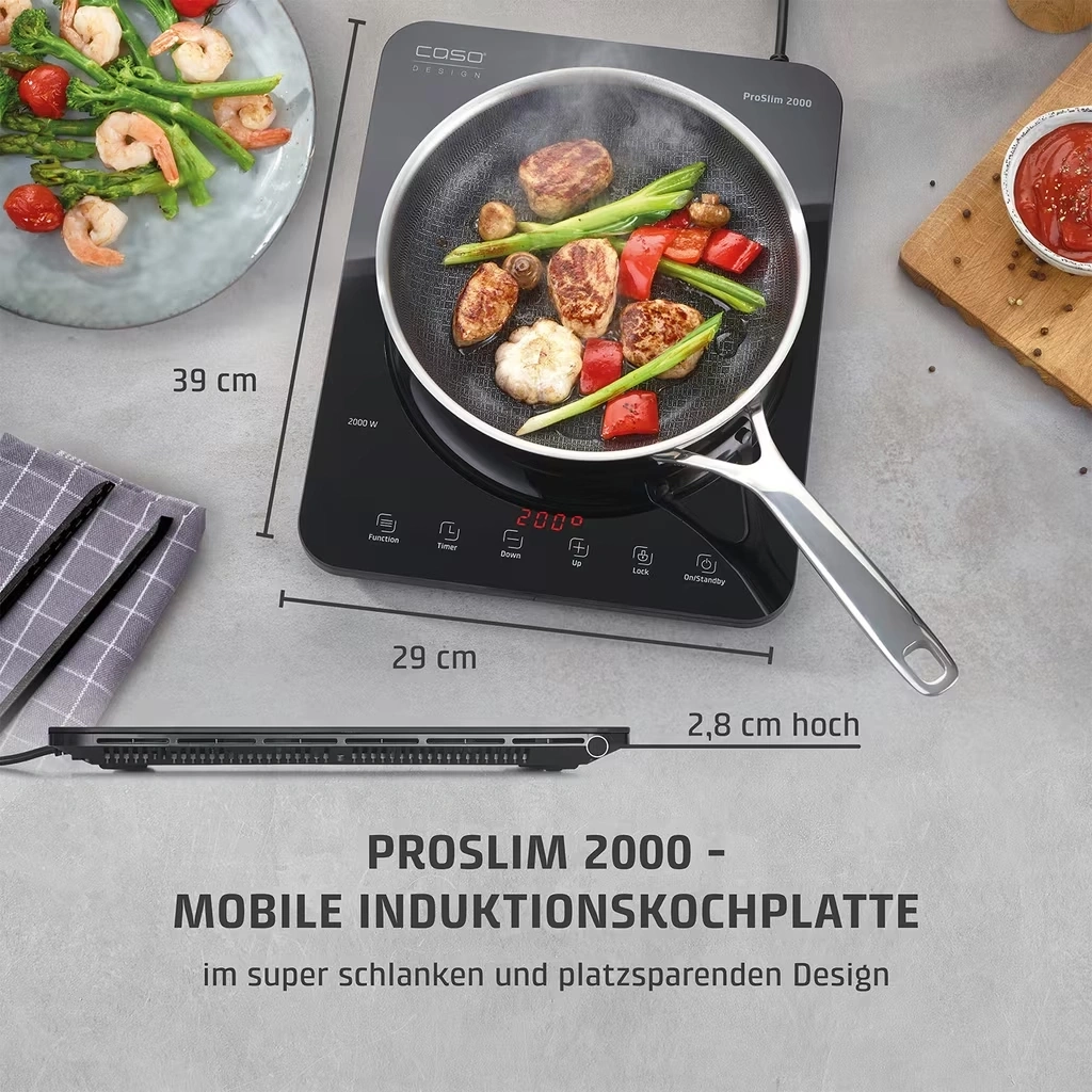 CASO Design ProSlim 2000 mobiles Induktionskochfeld Touchbedienung 2000W NEU