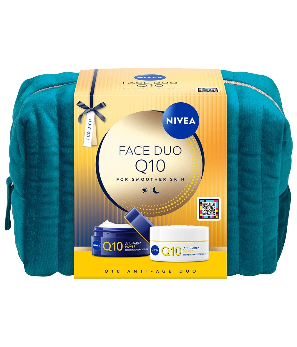 Nivea Q10 Anti-Age Duo Pflege-Set mit Kosmetiktasche für glattere Haut