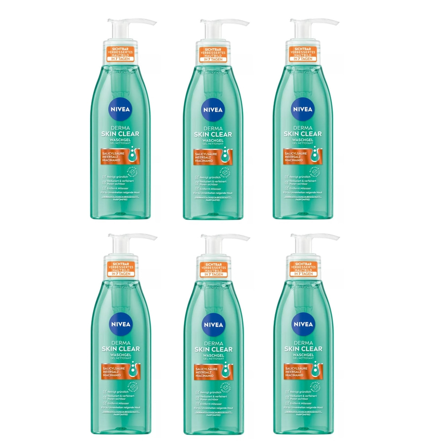 Nivea Derma Skin Clear Waschgel, Salicylsäure, Meersalz, Niacinamid, Hautbildverbesserung