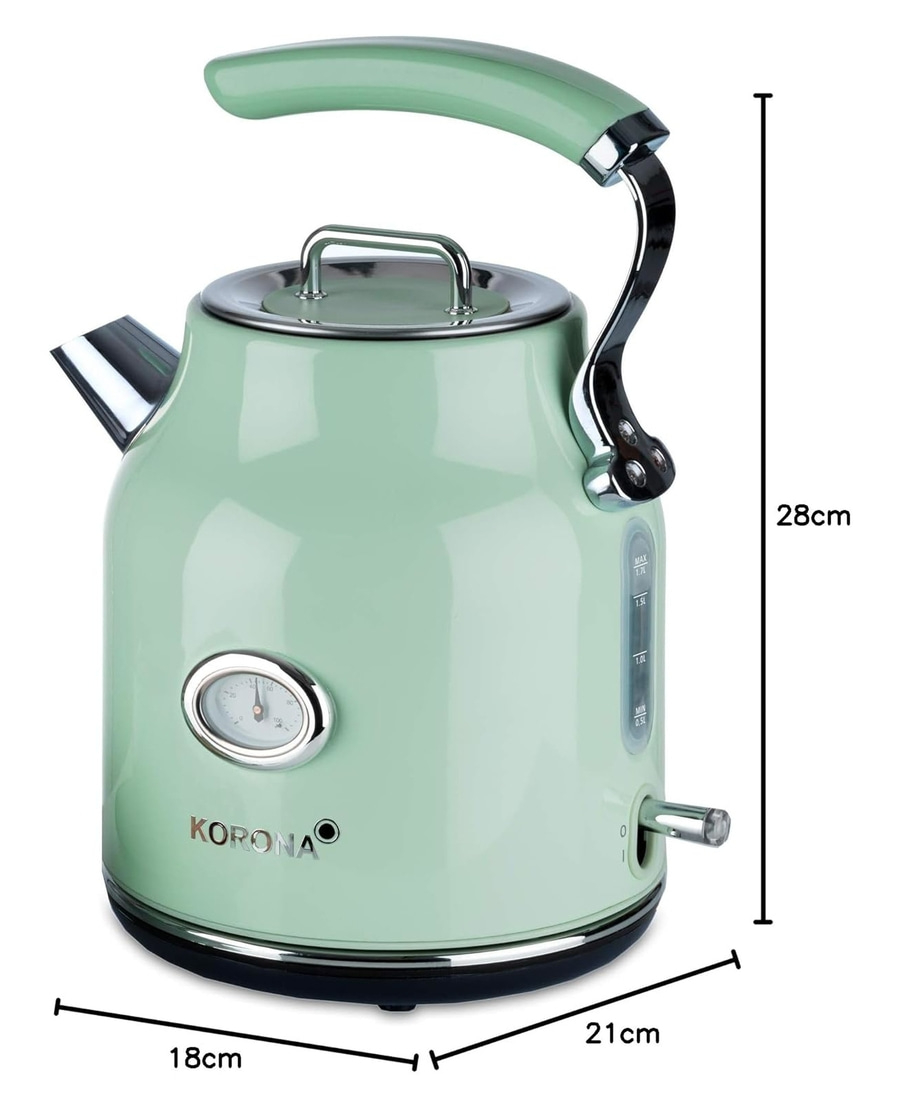 KORONA Wasserkocher 20665 kabellos Retro Design 1,7L 2200W Kalkfilter mint NEU