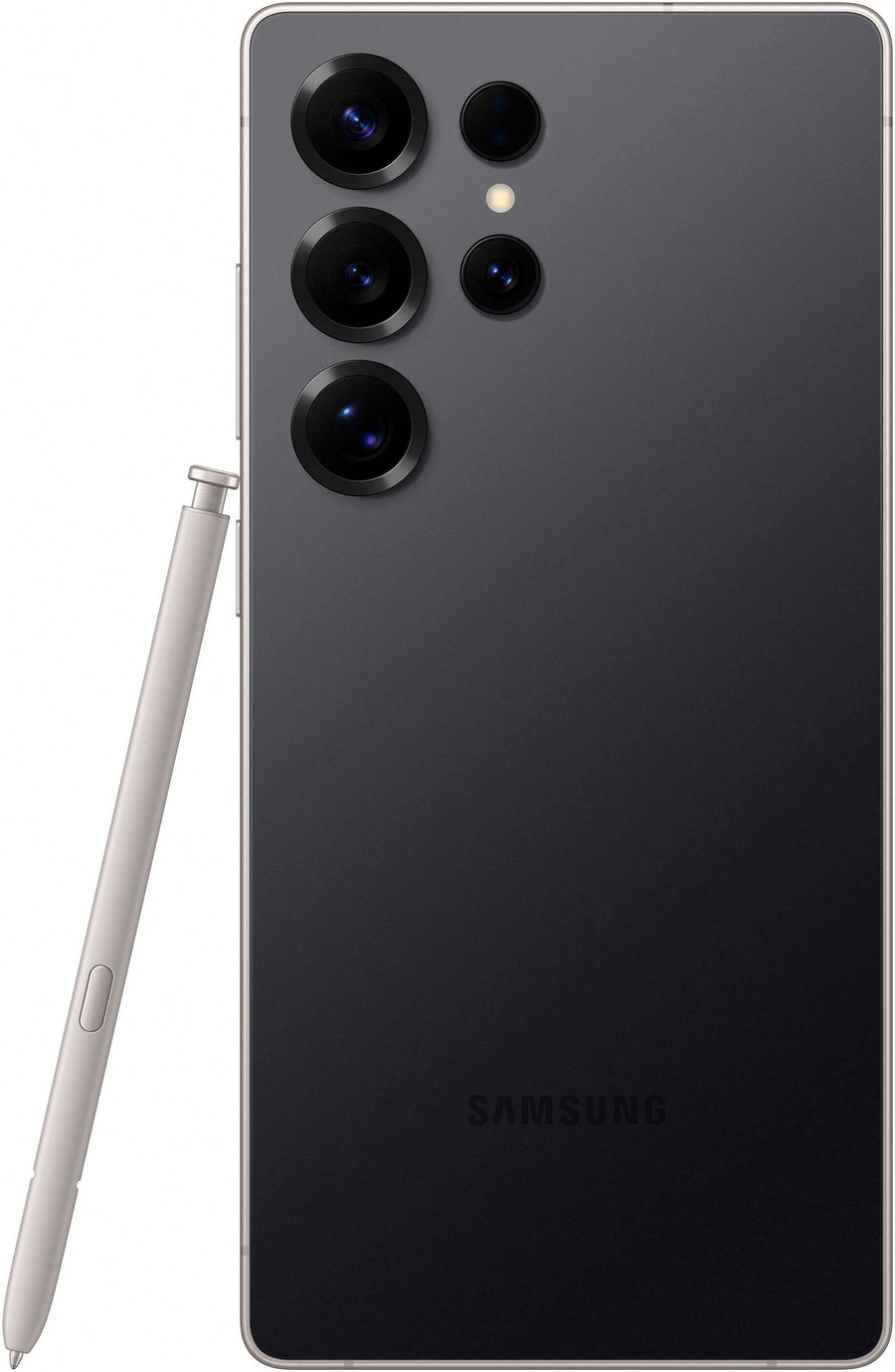 Smartphone mit Stift und mehreren Kameras, dunkle Farbe, Samsung-Logo