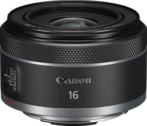 Canon Objektiv, 16mm, schwarz, Fokus- und Steuerungseinstellungen, Nahaufnahme, Fotografie