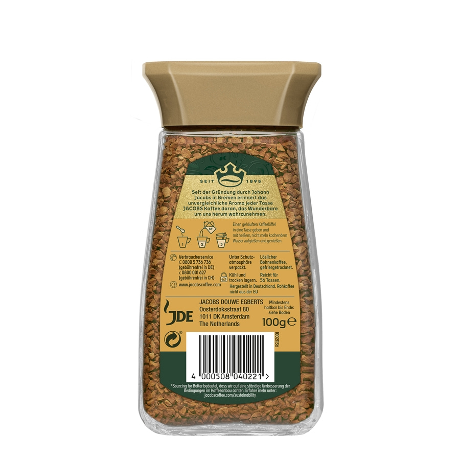 JACOBS Löskaffee Gold 6 x 100 g Gläser löslicher Kaffee Instantkaffee 600 g