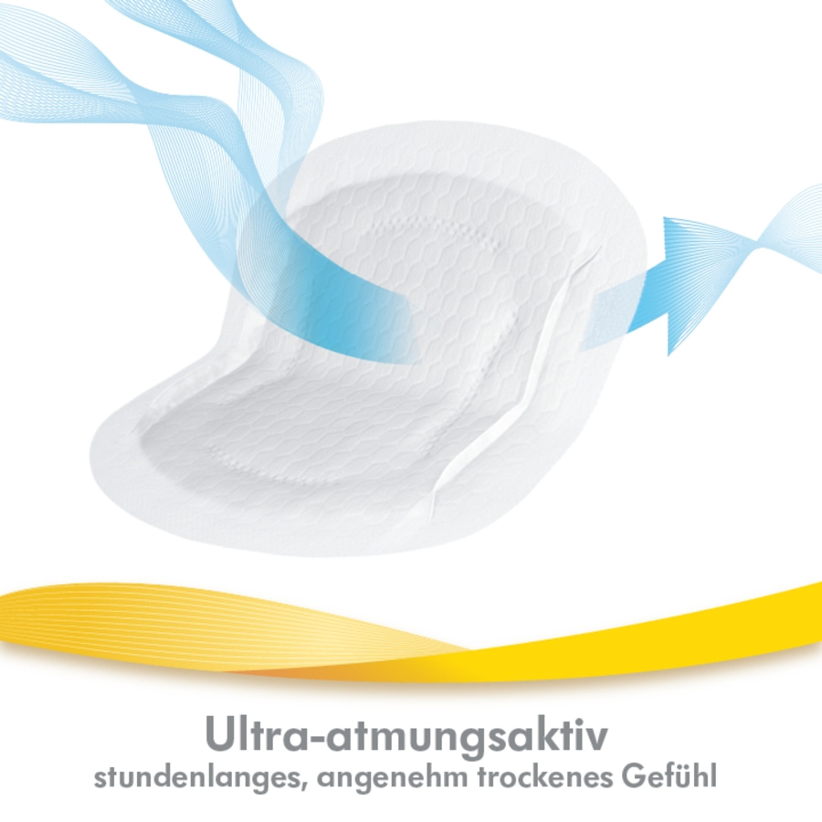 Produktabbildung: Ultra-atmungsaktive Einlage, trockenes Gefühl, blau-gelbe Elemente