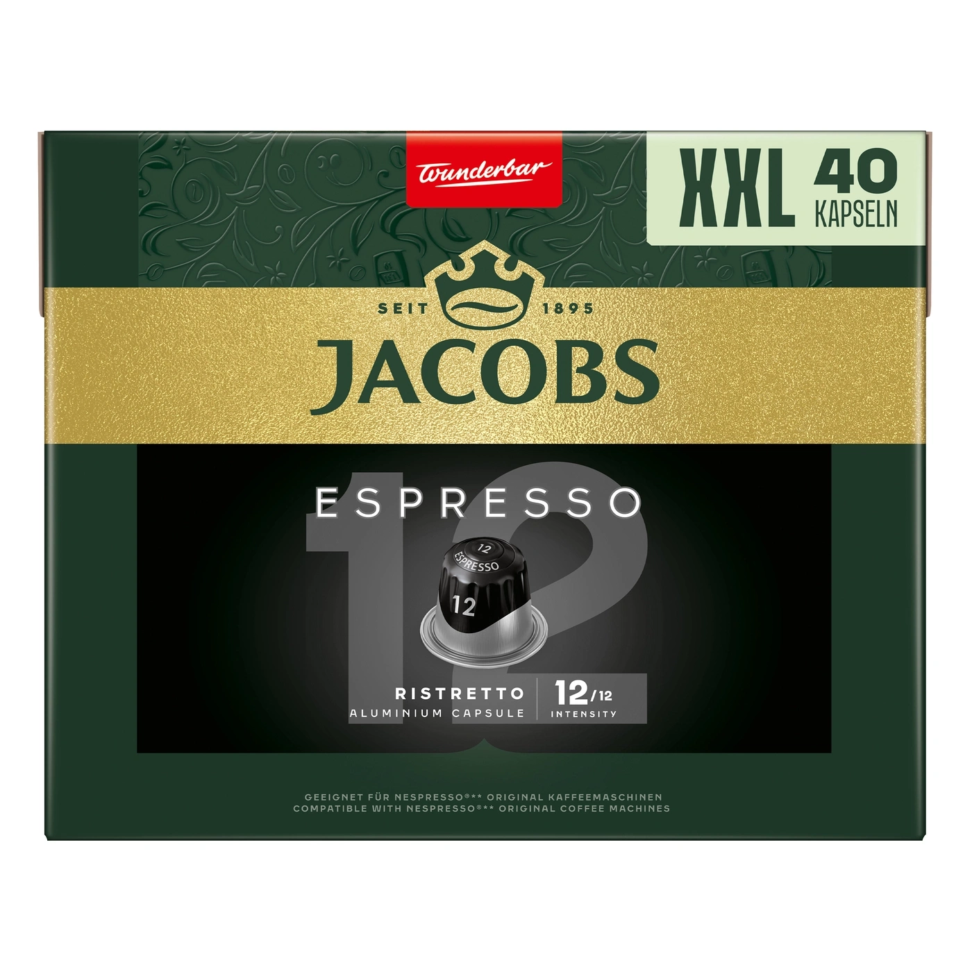 Jacobs Espresso Ristretto 40 Kapseln, intensiv, Aluminium Kapsel