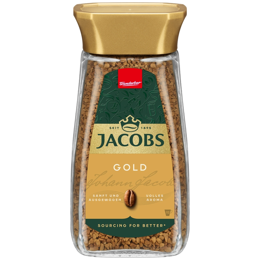 JACOBS Löskaffee Gold Instantkaffee 3 x 200 g Gläser löslicher Kaffee unterwegs