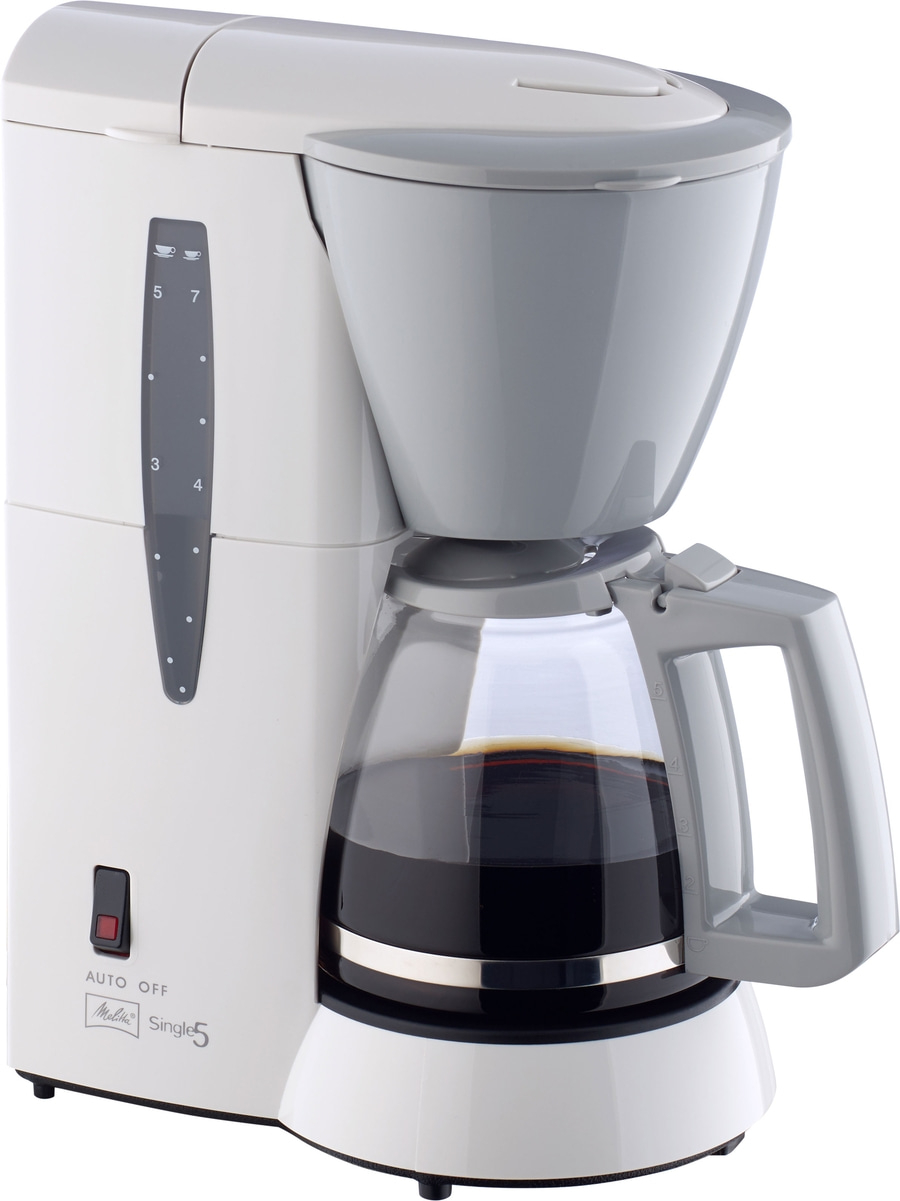 Kaffeemaschine, weiß und grau, mit Kaffeekanne, Melitta Single5, Automatik
