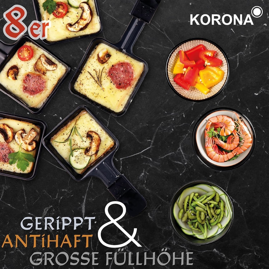KORONA Raclette 8 Personen 45070 antihaftbeschichtet 1300 Watt stufenlos NEU