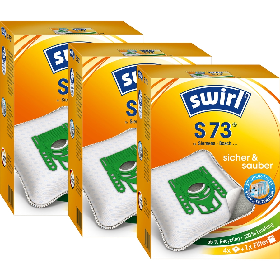 SWIRL Staubsaugerbeutel S 73 EcoPor für Siemens Bosch 3er-Pack 12 Beutel