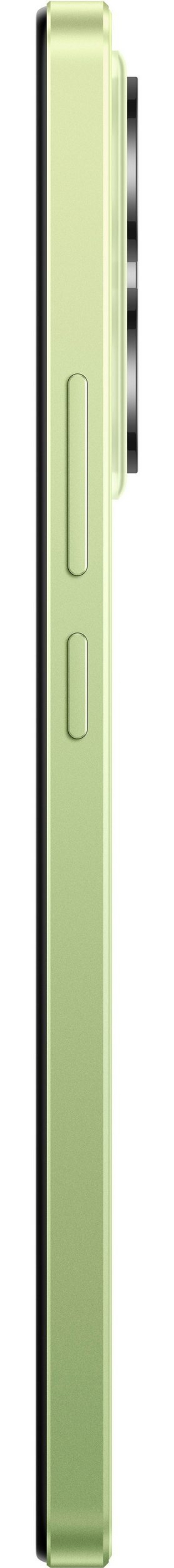 Grünes Smartphone mit Knöpfen und Kamera, Seitenansicht, modernes Design, Technologie