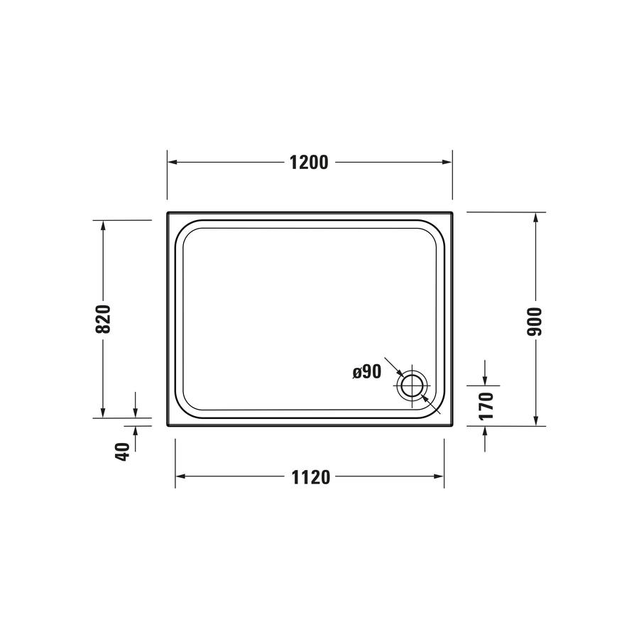 DURAVIT Duschwanne D-Code 1200 x 900mm Weiß Rechteck Ablaufdurchmesser 90mm