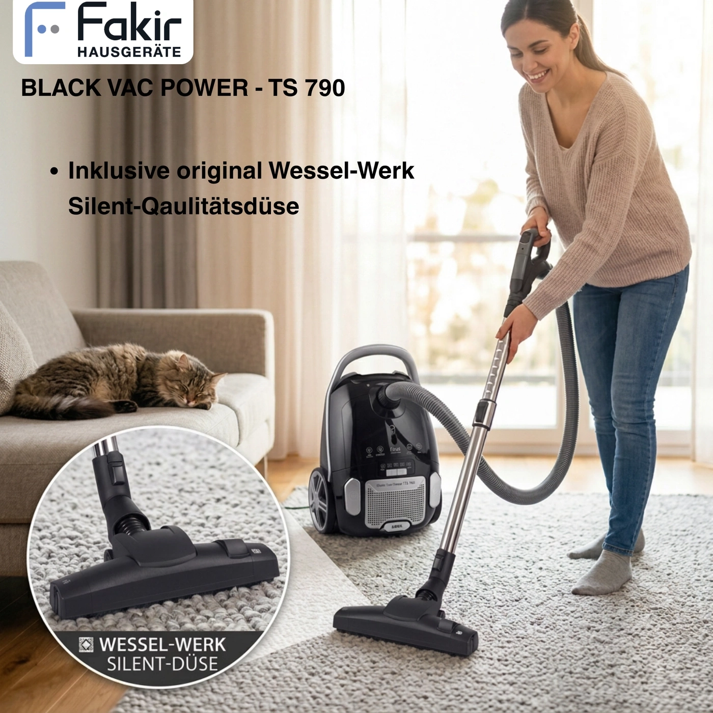 Fakir BLACK VAC POWER TS 790 Staubsauger mit Zubehör
