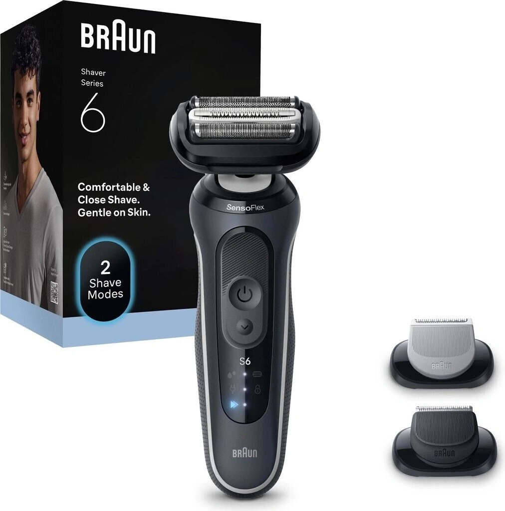 Braun Rasierer Serie 6 mit zwei Aufsätzen und Verpackung