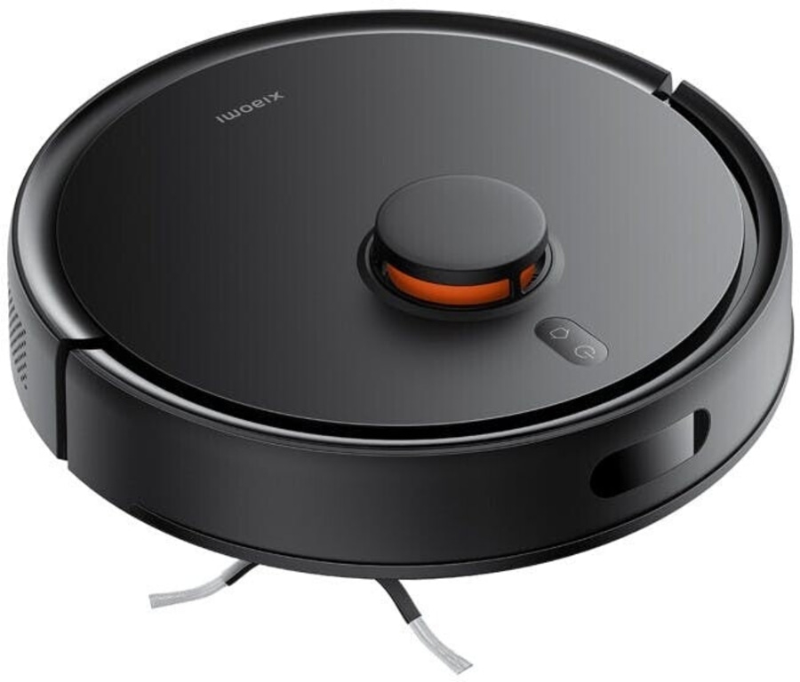 Ein schwarzer Saugroboter mit dem Namen Xiaomi.