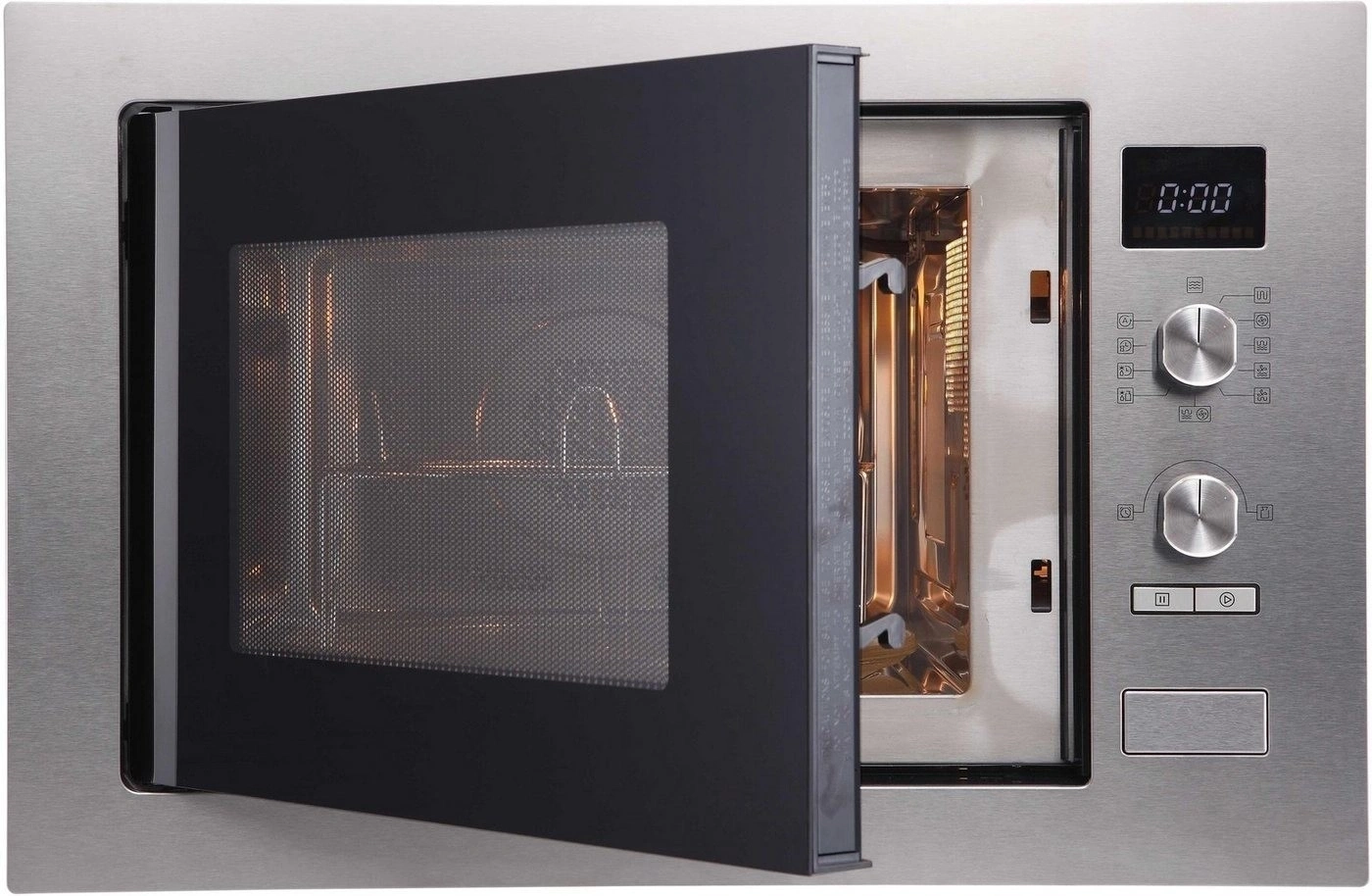HANSEATIC Einbau Mikrowelle mit Grill + Heißluft 34 Liter 1000W Edelstahl B-WARE