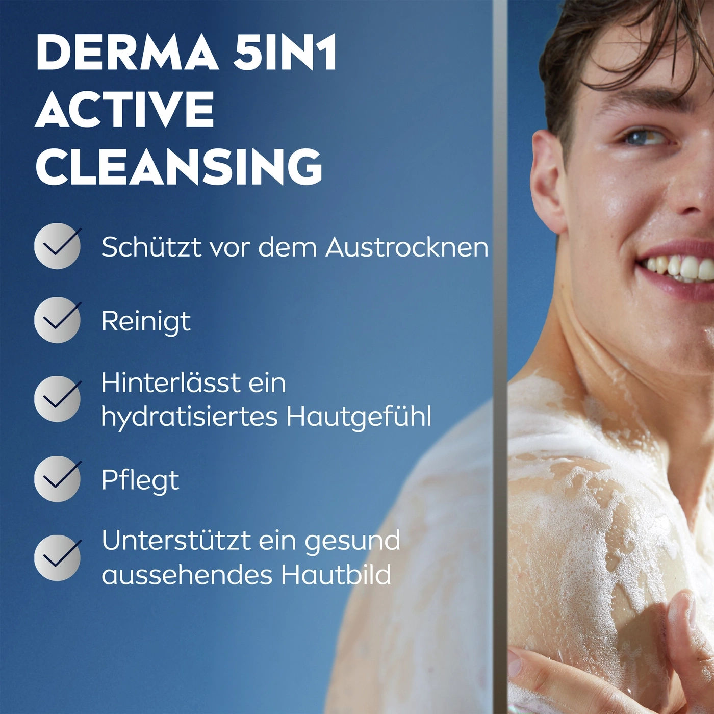 Gesichtspflegeprodukt mit fünf Funktionen: schützt vor Austrocknung, reinigt, hydratisiert, pflegt und unterstützt ein gesundes Hautbild.