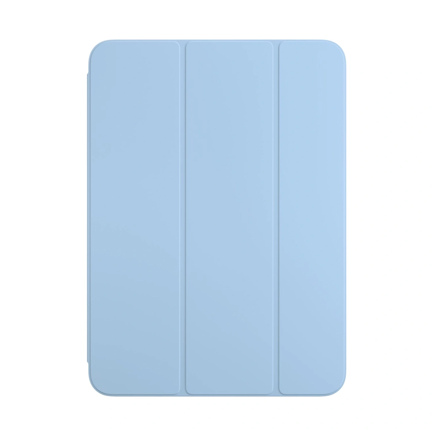 Ein hellblaues Tablet Cover mit drei Falten und abgerundeten Ecken.