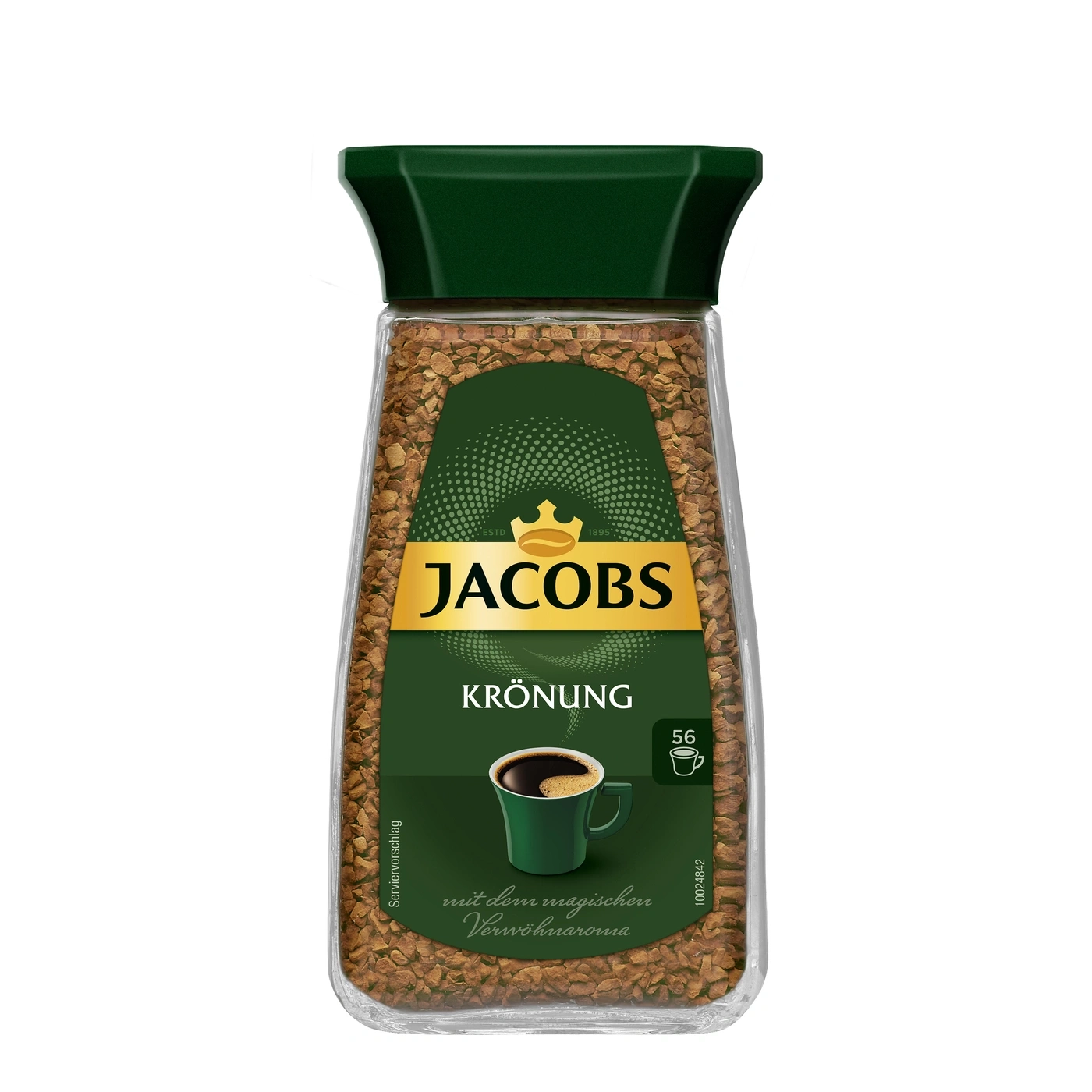 Jacobs Krönung Kaffee Glas mit 56 Portionen, Instantkaffee, dunkelgrün