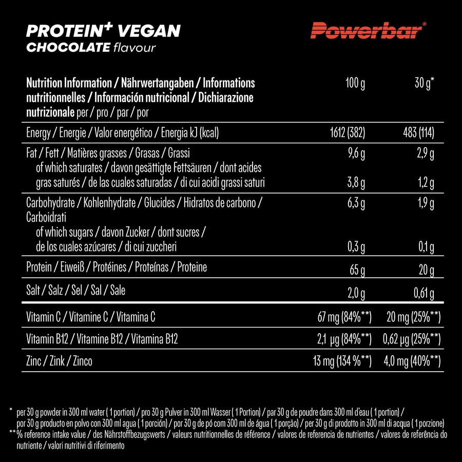 POWERBAR Protein+ Vegan Immune Support Chocolate 570 g Protein Pulver zuckerarm