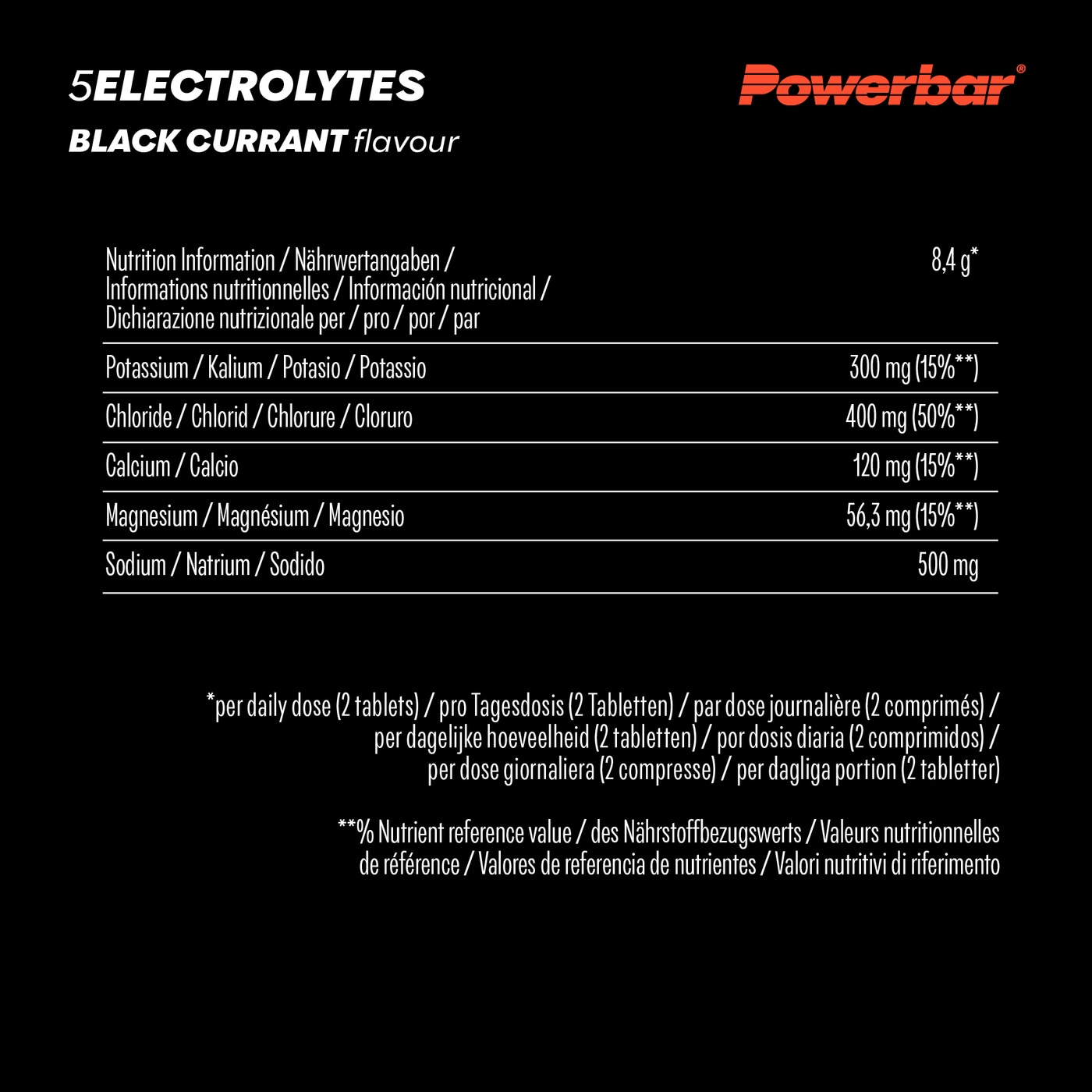 POWERBAR 5 Electrolytes Schwarze Johannisbeere Brausetabletten 120 Stück